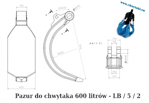 nowy pazur do chwytaka 600 litrów, nowe pazury do chwytaka 600 litrów