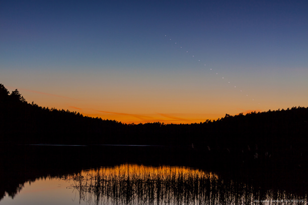 Transfer Merkurego na tle zorzy wieczornej #Merkury #zorza #zmierzch #Chojnice #astrofoto #krajobraz