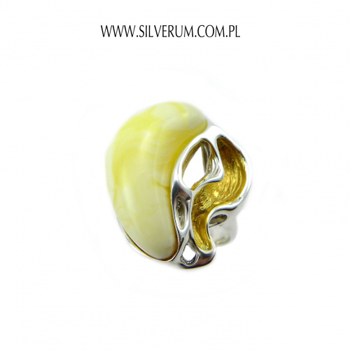 www.silverum.com.pl - pierścionek bursztynowy #unikatowy, #mleczny #bursztyn, #pierścionek, #biżuteria, #artystyczna, #autorska