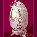 Ażurowe pisanki - gęsie jajka i suszone kwiaty Openwork Easter eggs - goose eggs and dried flowers - autor - Bogusława Justyna Goleń - Poland