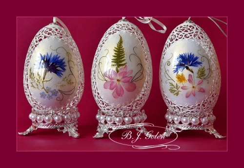 Ażurowe pisanki - gęsie jajka i suszone kwiaty Openwork Easter eggs - goose eggs and dried flowers - autor - Bogusława Justyna Goleń - Poland #pisanki #ażurowepisank #gęsiejajk #wIELKANOC #WIELKANOCNYKOSZYCZEK #polnekwiaty