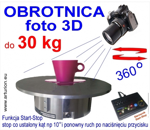 Ekspozytor Obrotnica Kawalet Napęd reklamy do 30kg z funkcją start-stop Foto 3D, sterowanie. www.arturion.eu